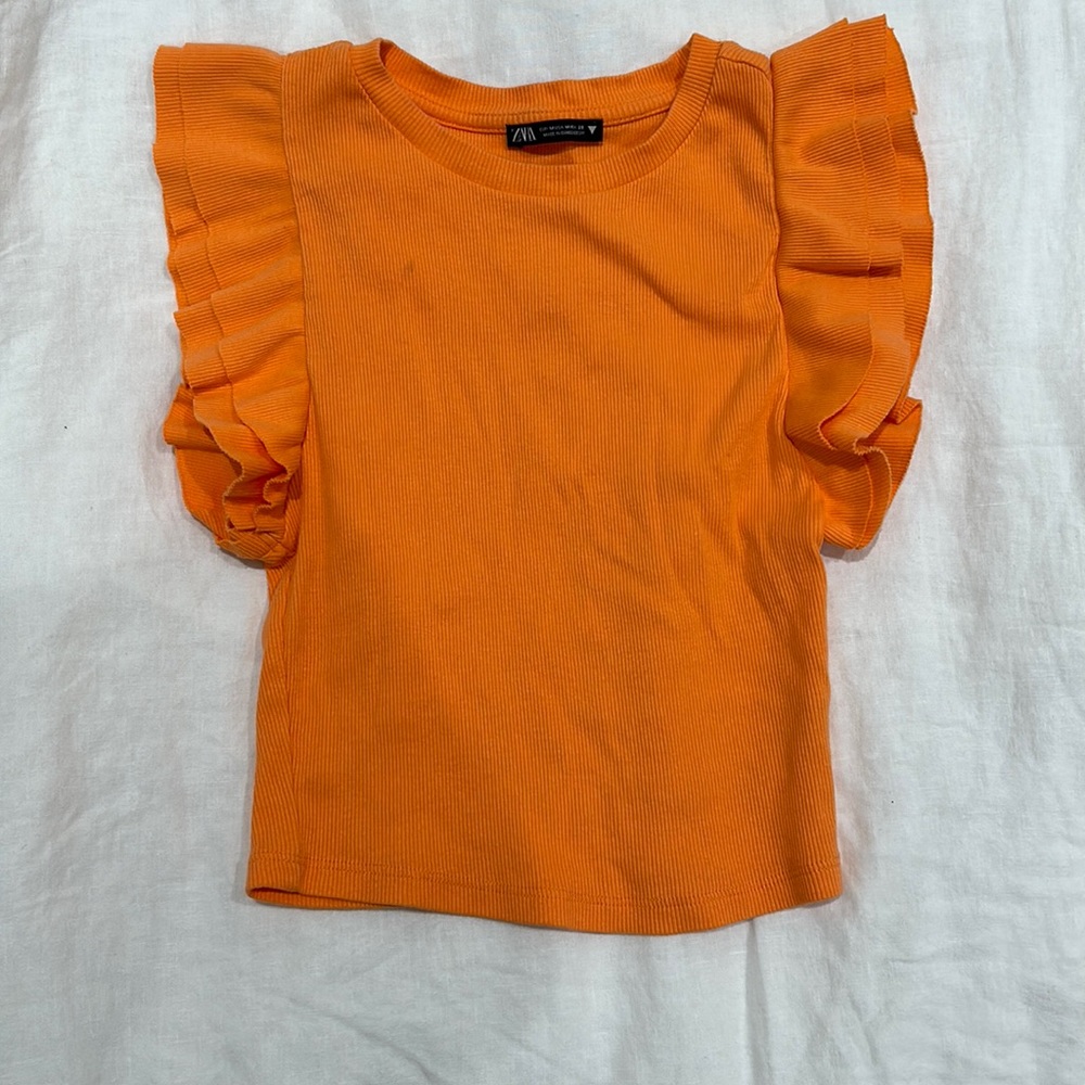 Orange Zara ruffle top
